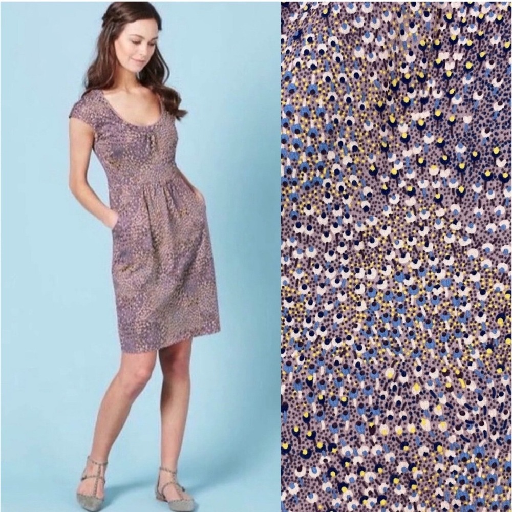 Boden Margot Scoop Neck Short Sleeve Jersey Knit Print Midi Dress Size 12